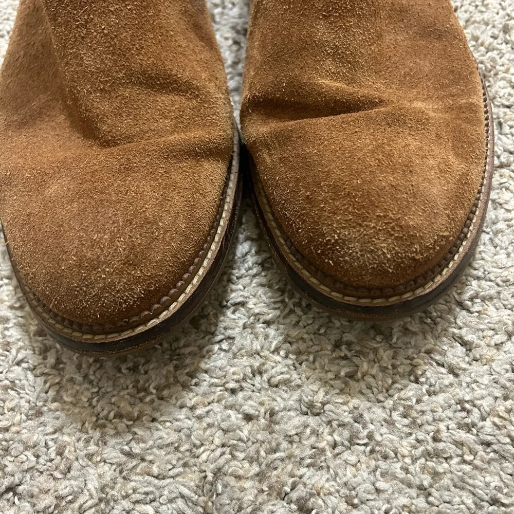 J. Brand Jamie Men's Chelsea Suede Ankle Boots Brown Slip On Wing Tip Elastic 11